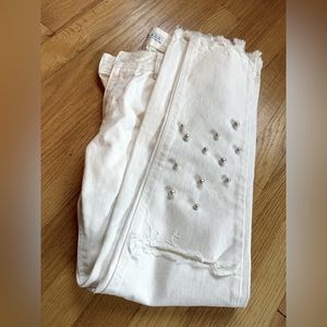 Zara Basics Distressed Pearl Jeans